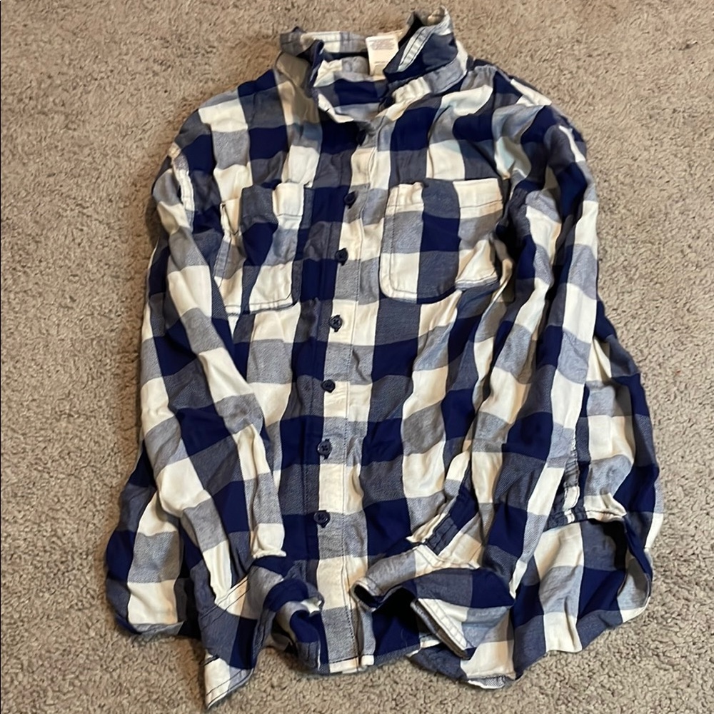 Blue and White Checkered Men's Shirt
